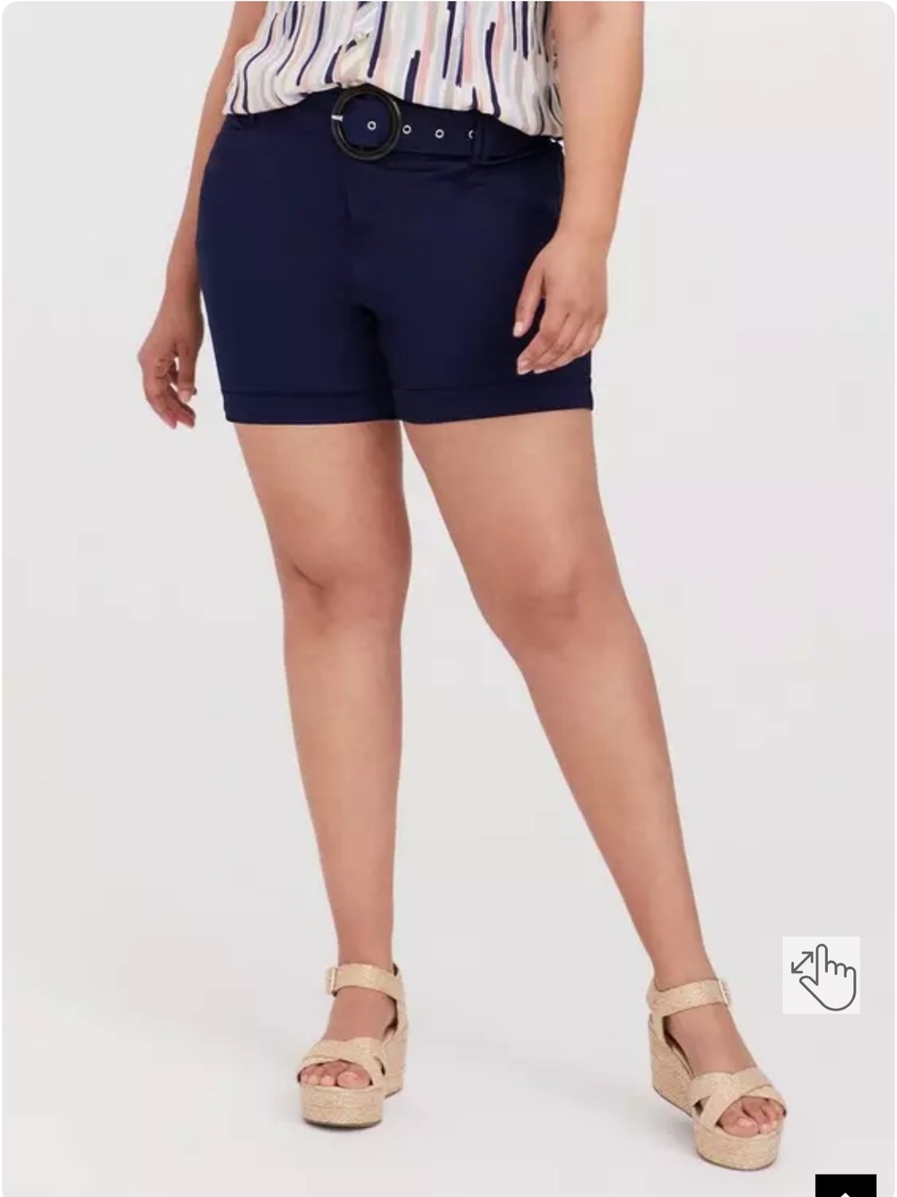 NWT torrid 5 Inch Navy Stretch Sateen Mid-Rise Belted Shorts Size 18 Plus Size
